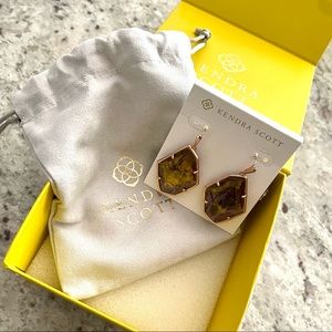 Kendra Scott Dunn Rose Gold Drop Earrings In Sable Mica